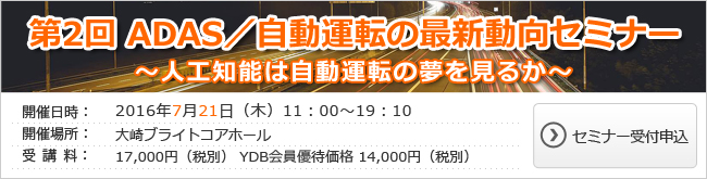 第2回 ADAS/自動運転の最新動向セミナー~人工知能は自動運転の夢を見るか~