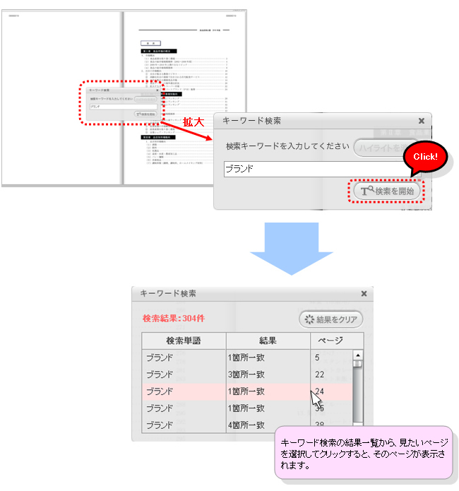 ページめくり ページ検索